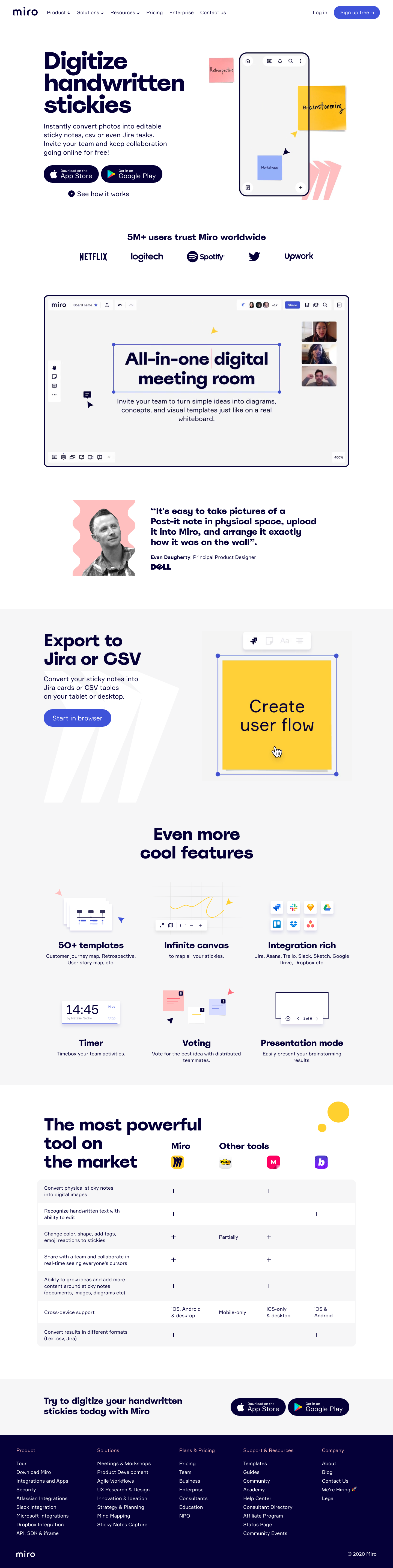 Miro Landing Page screenshot
