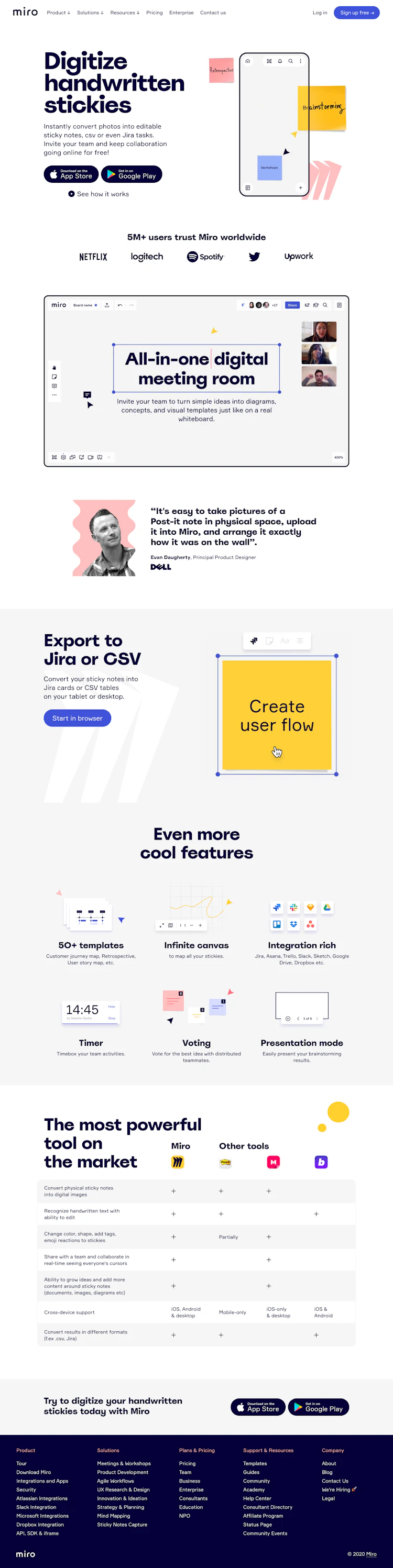 Miro Landing Page screenshot