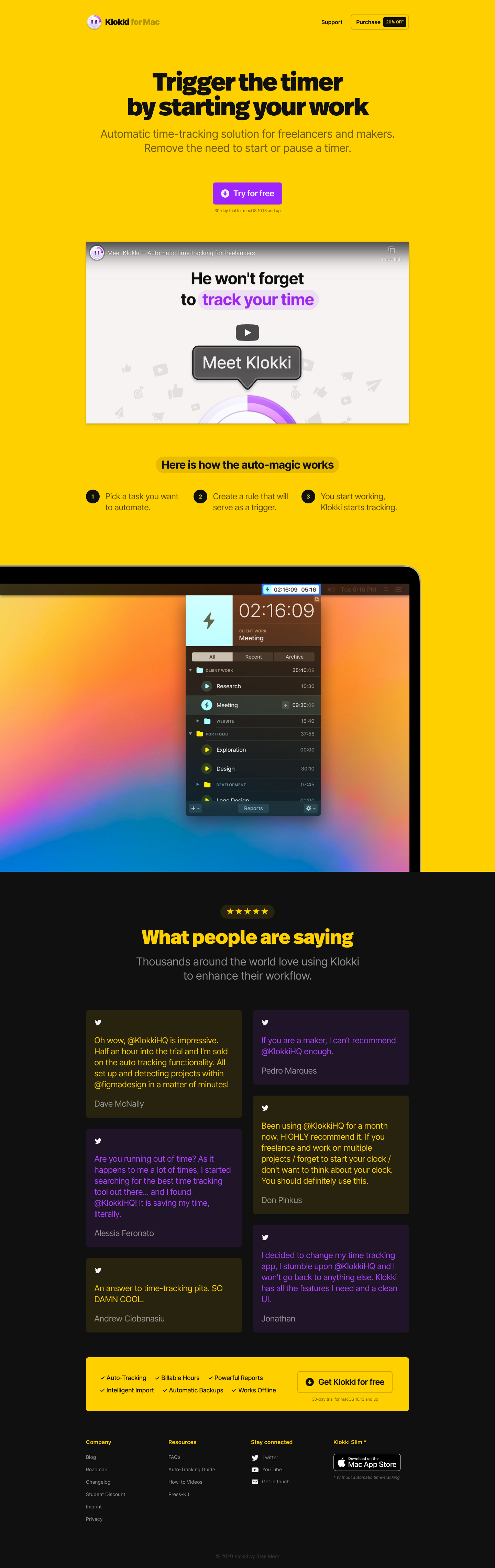 Klokki Landing Page screenshot