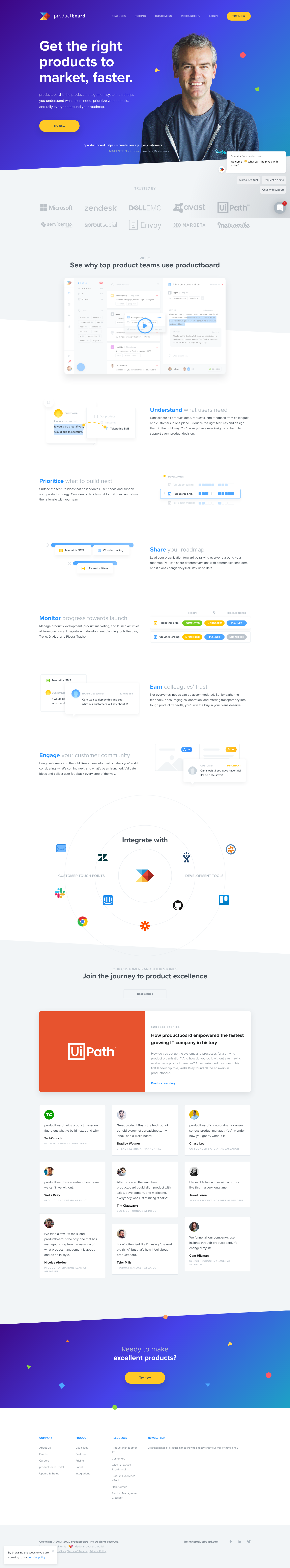 Productboard Landing Page screenshot