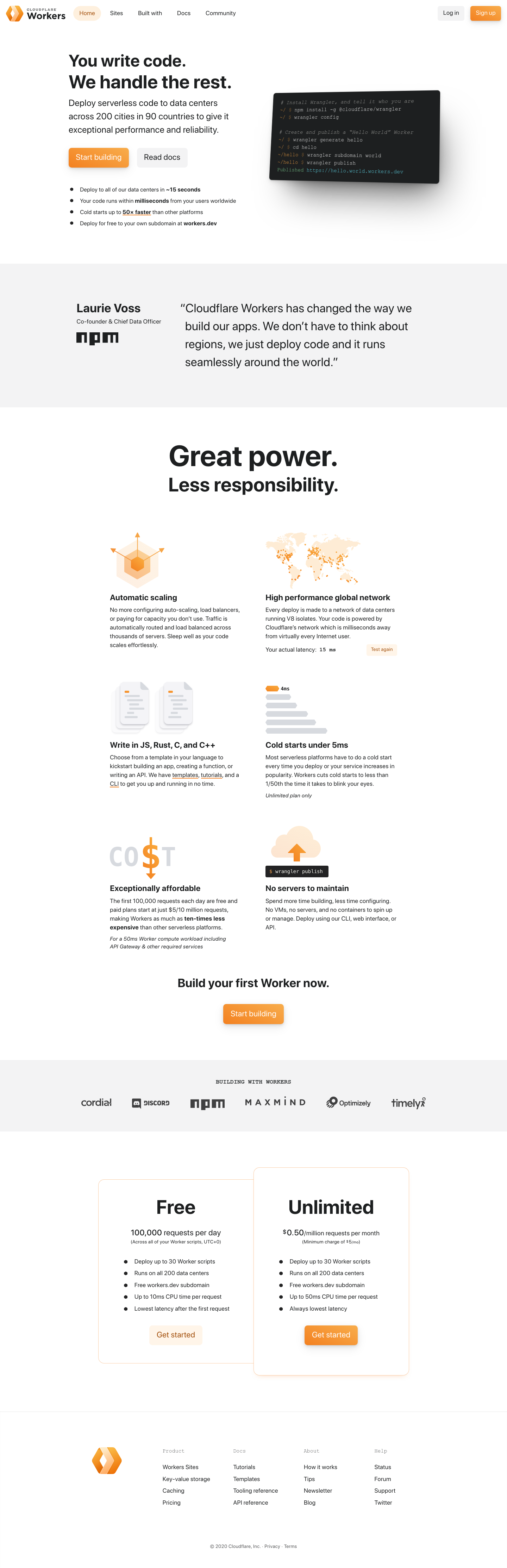 Cloudflare Workers Landing Page screenshot