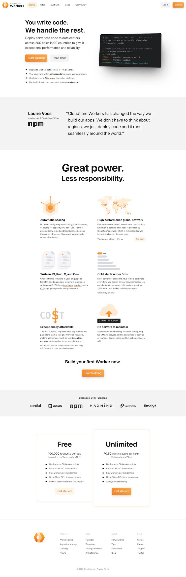 Cloudflare Workers Landing Page screenshot