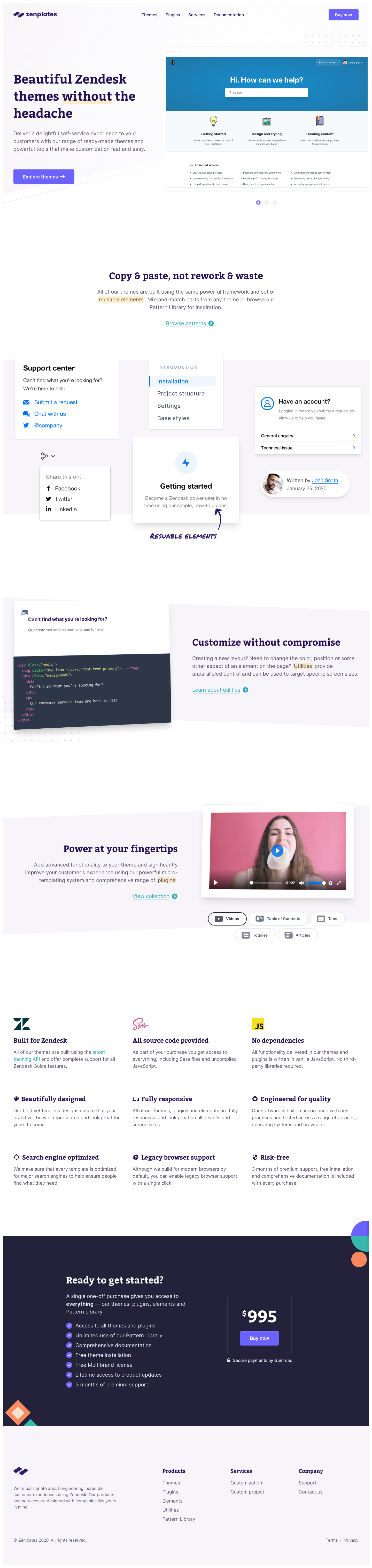 Zenplates Landing Page screenshot