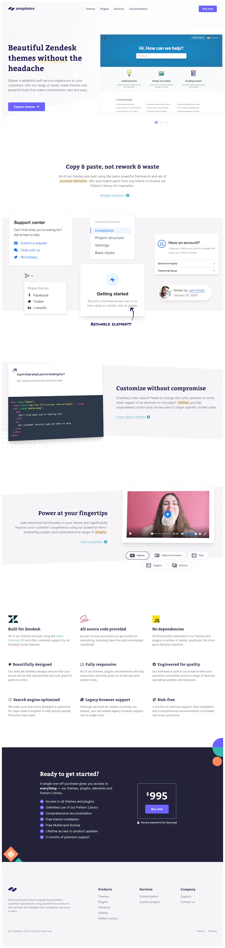 Zenplates Landing Page screenshot