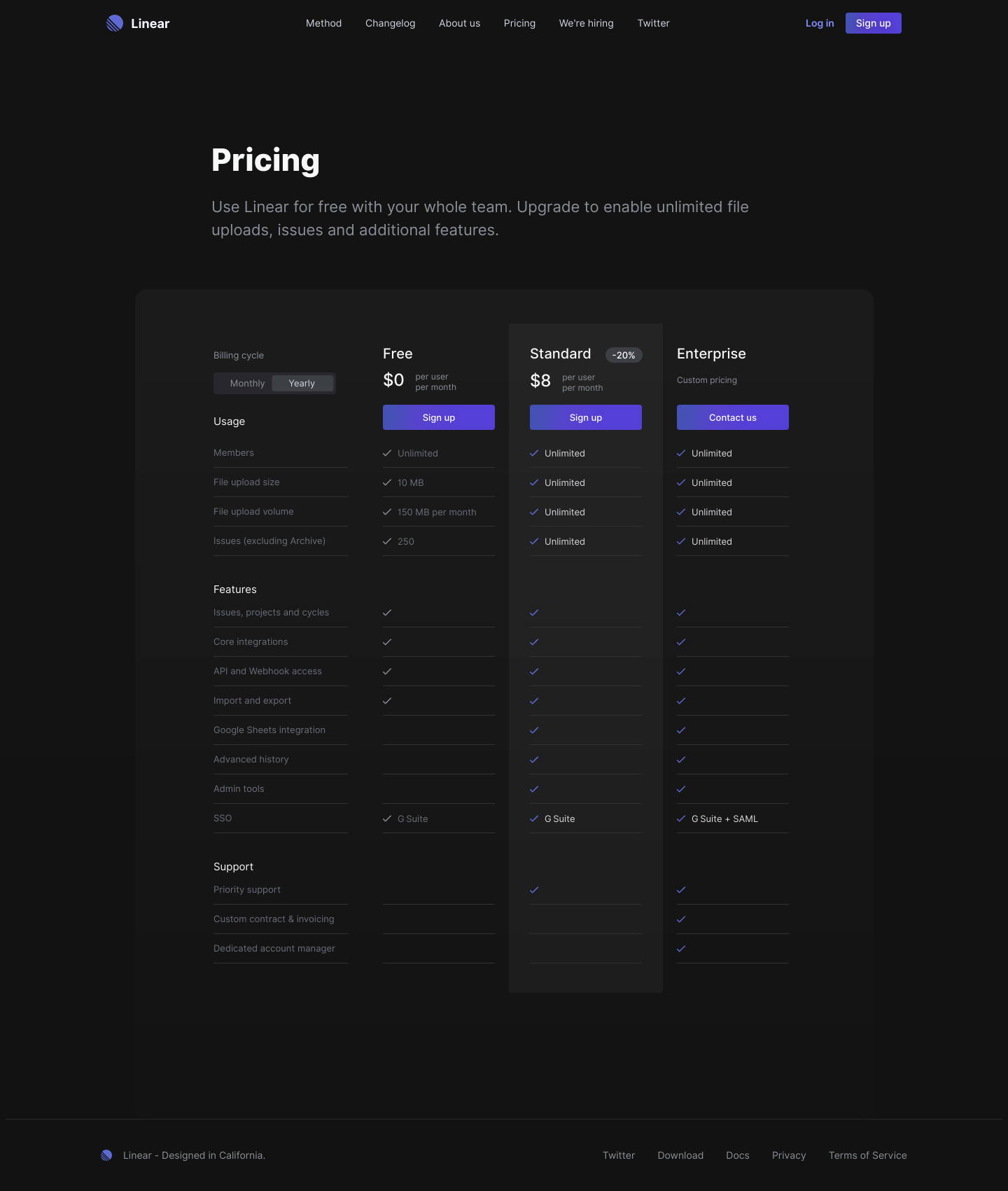 Linear Pricing screenshot