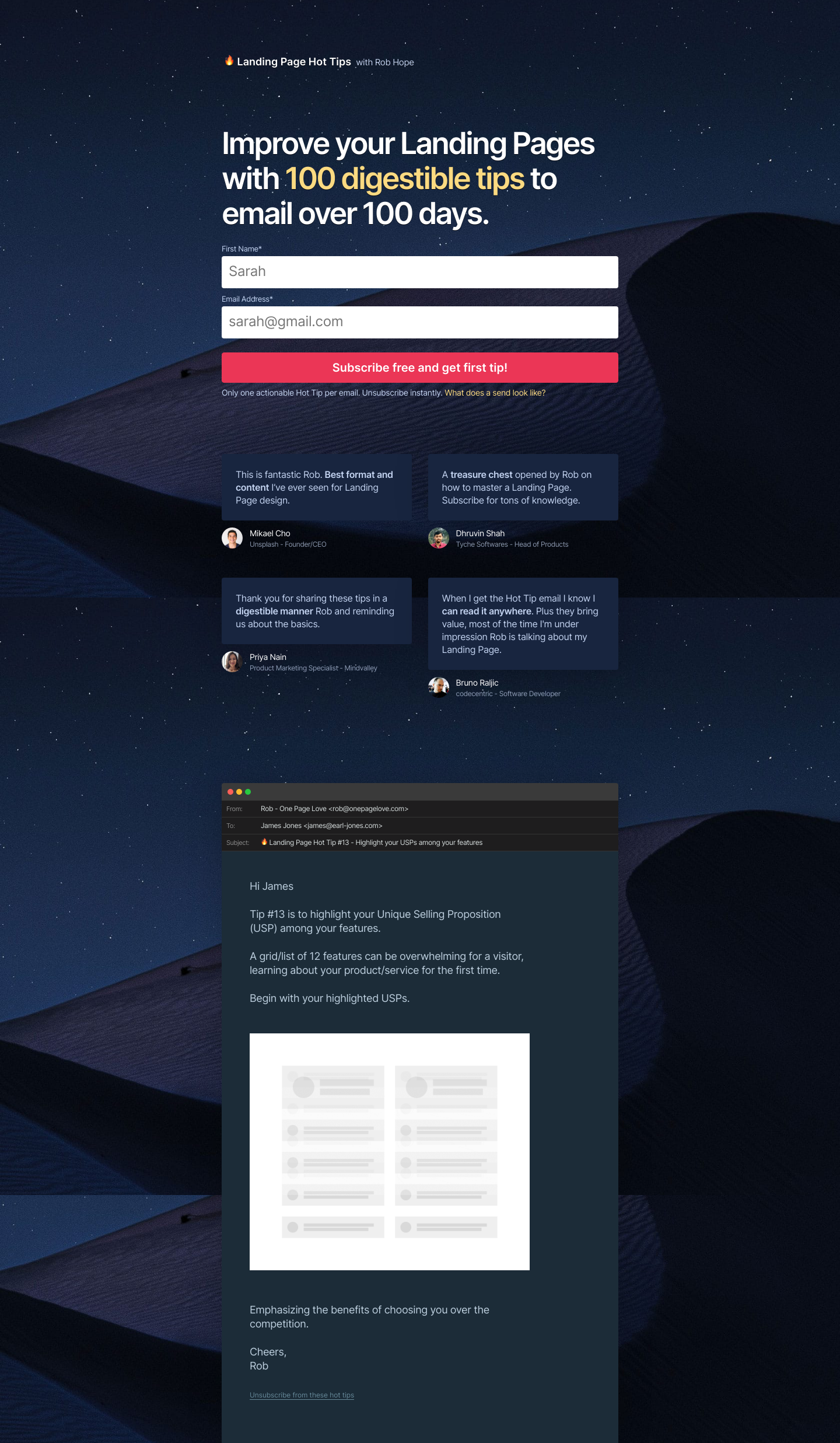 Onepagelove Landing Page screenshot