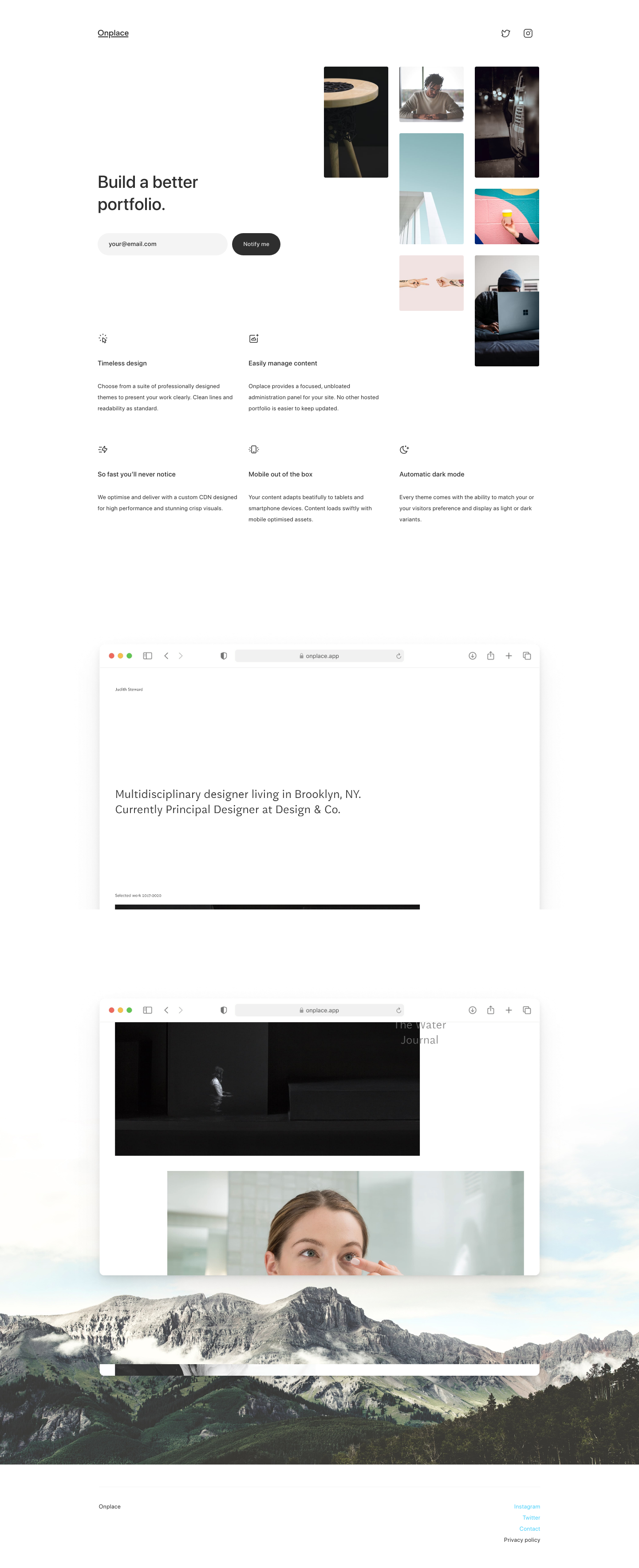 Onplace Landing Page screenshot