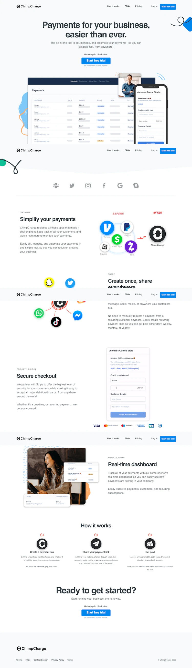 Chimpcharge Landing Page screenshot