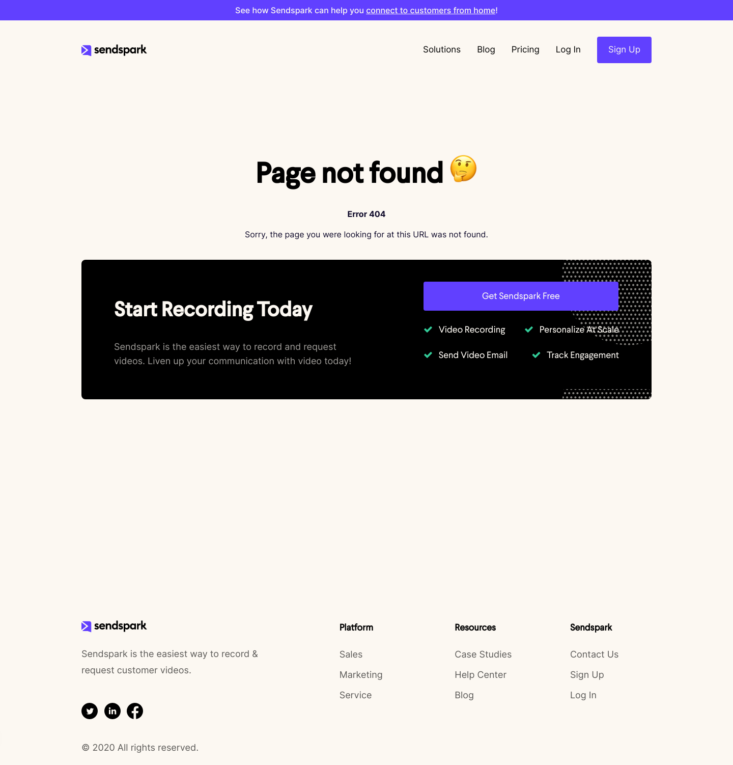 Sendspark Notfound screenshot