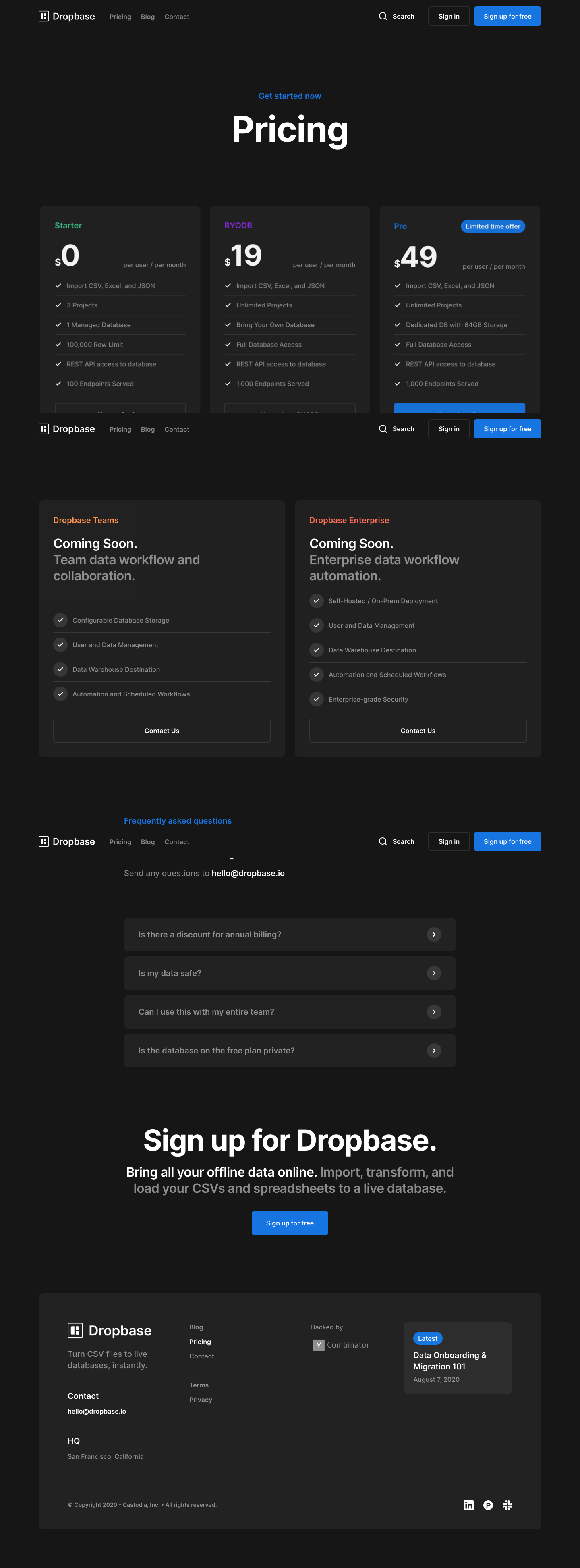 Dropbase Pricing screenshot