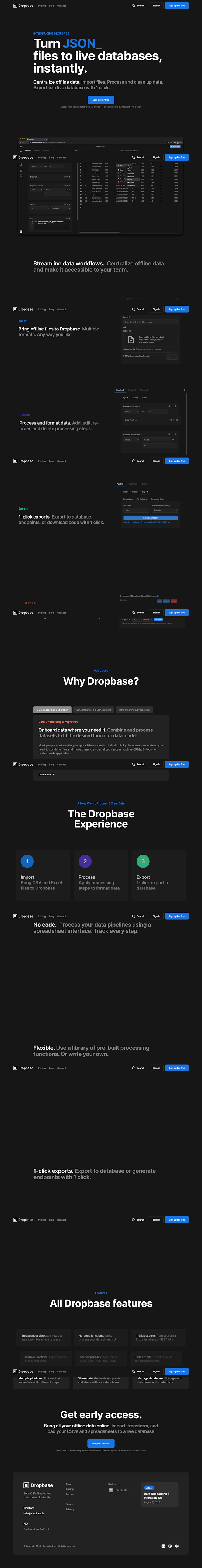 Dropbase Landing Page screenshot