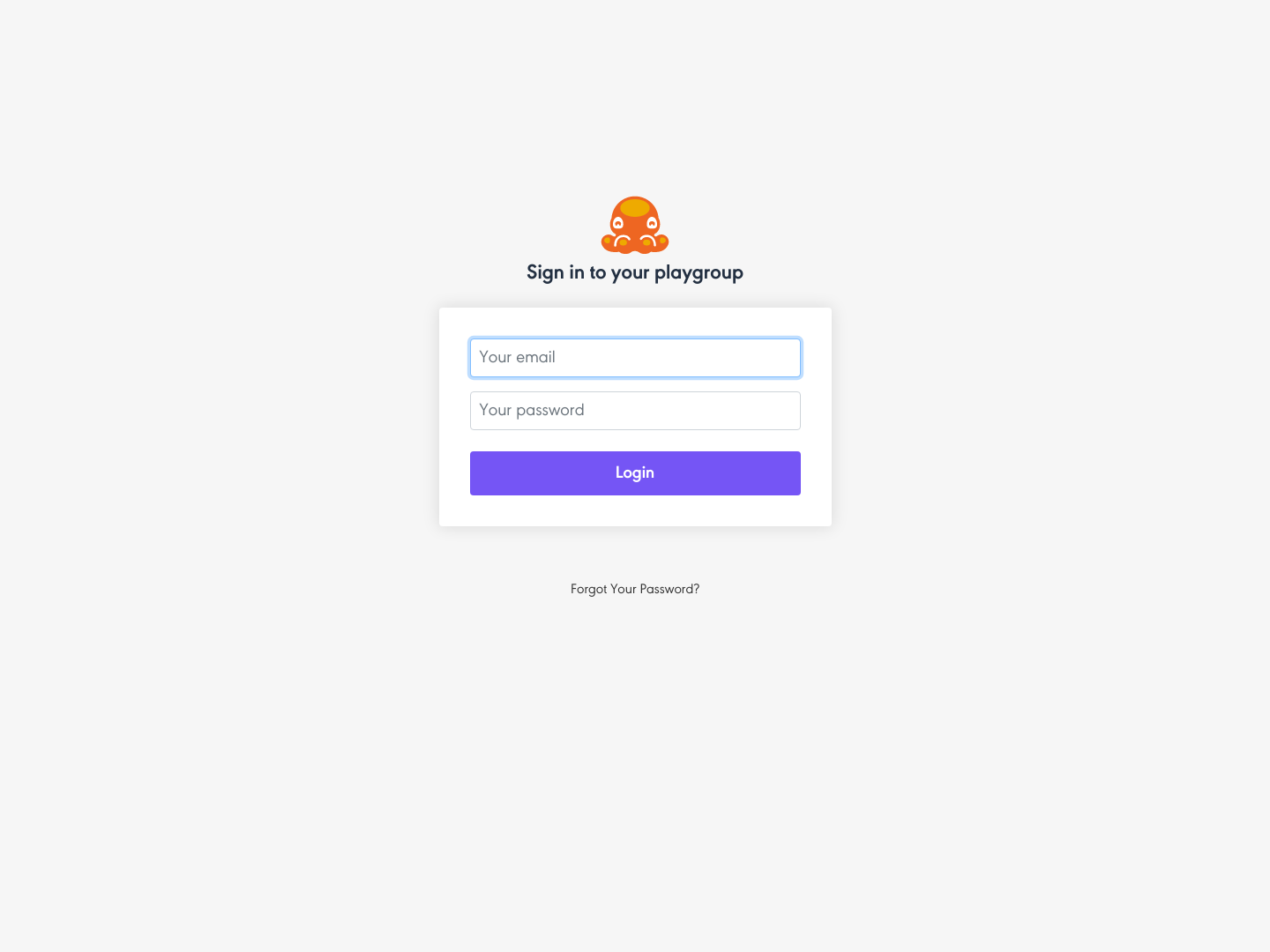 Playgroup Login screenshot