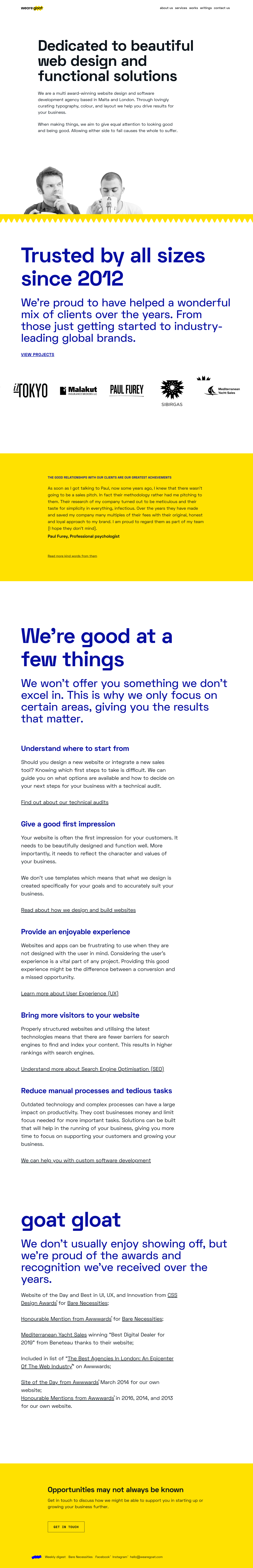 Wearegoat Landing Page screenshot