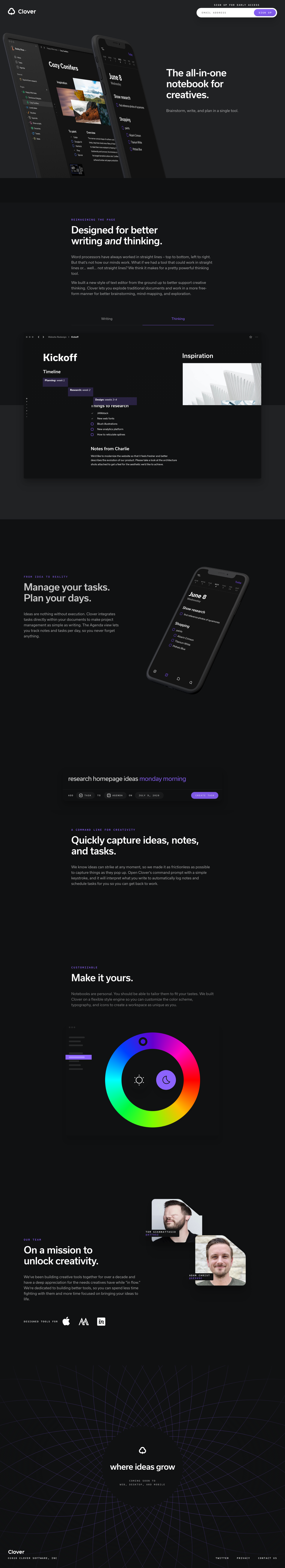 Clover Landing Page screenshot
