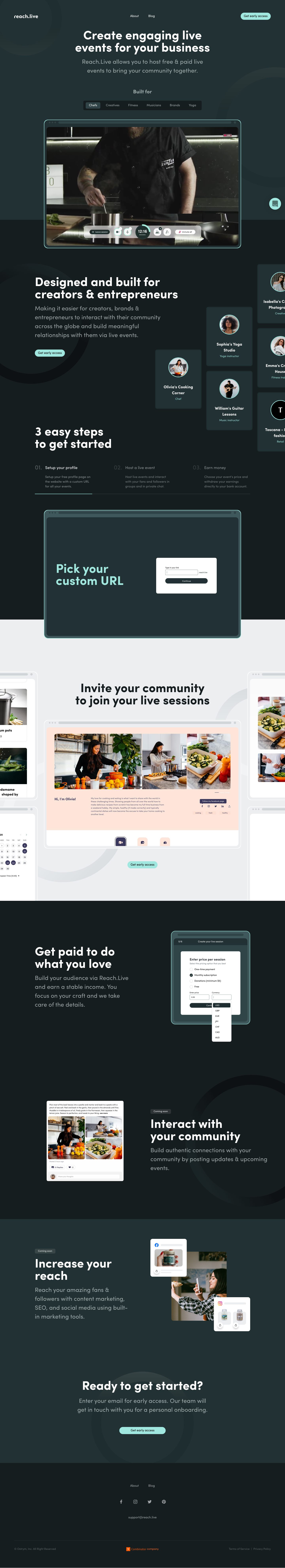 Reach Landing Page screenshot