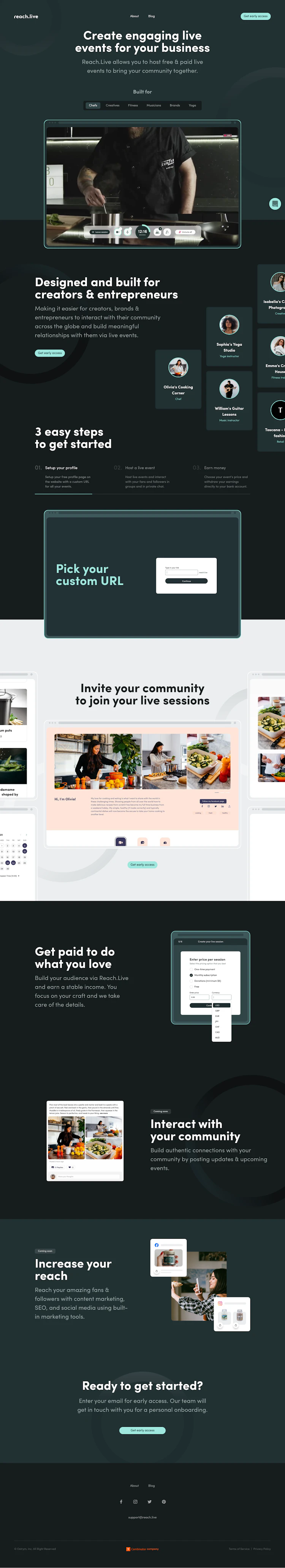 Reach Landing Page screenshot
