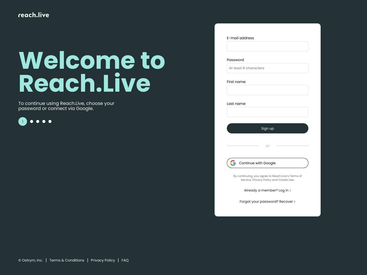 Reach Signup screenshot