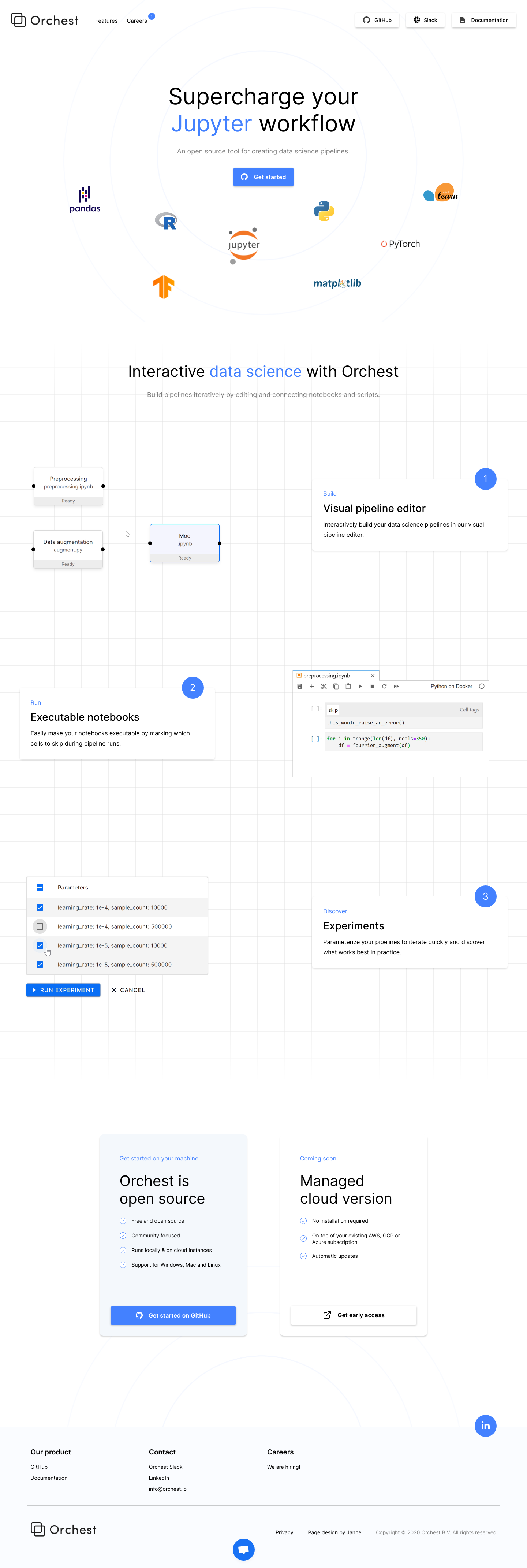 Orchest Landing Page screenshot