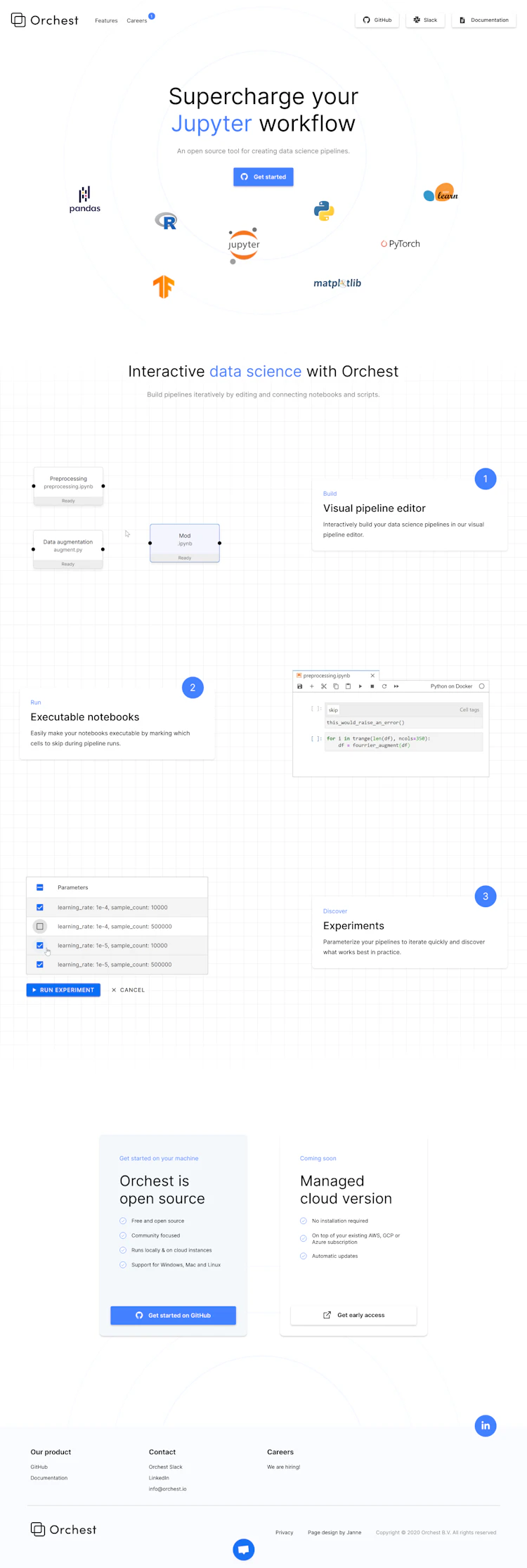 Orchest Landing Page screenshot