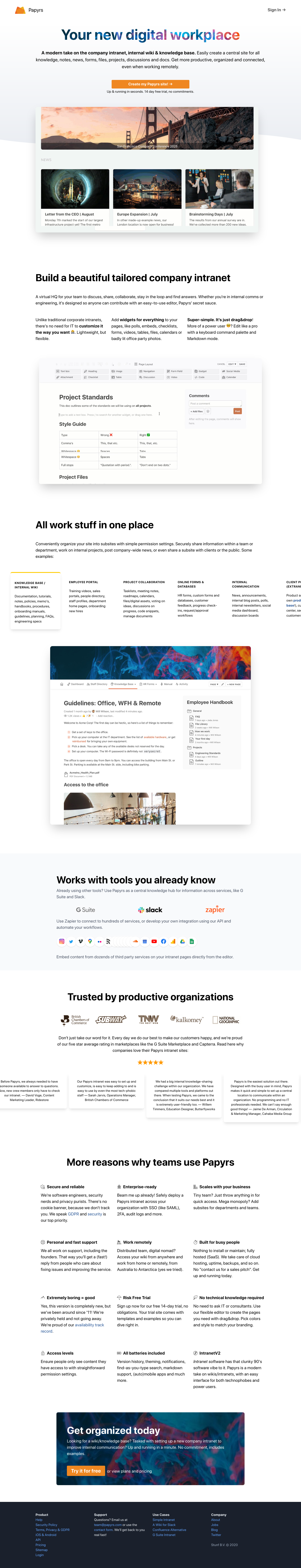 Papyrs Landing Page screenshot