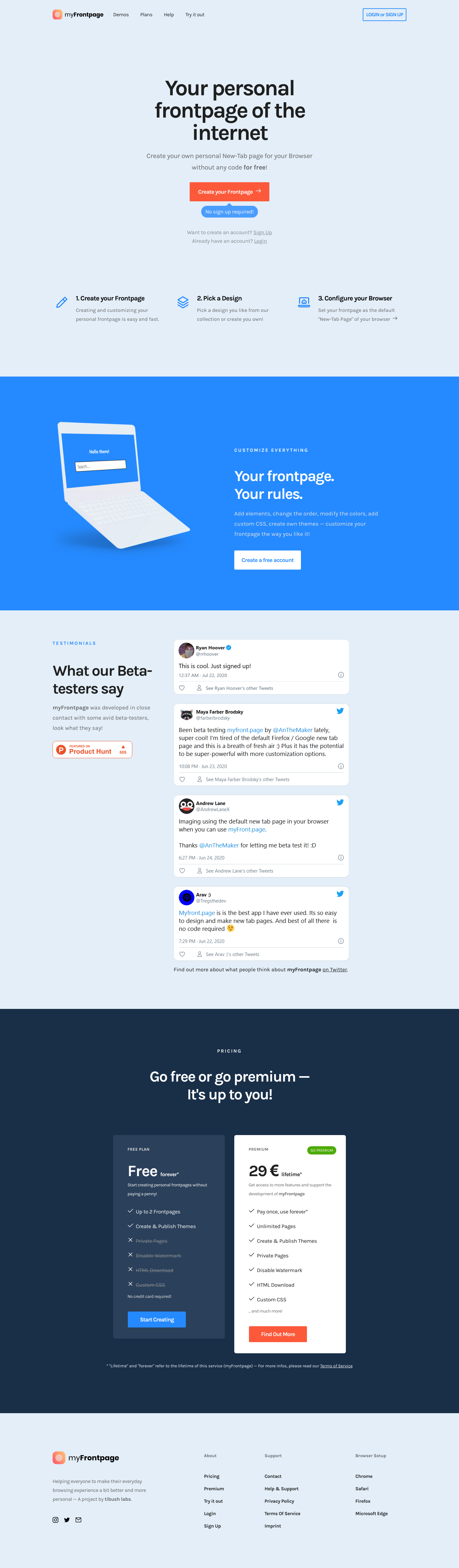 Myfront Landing Page screenshot