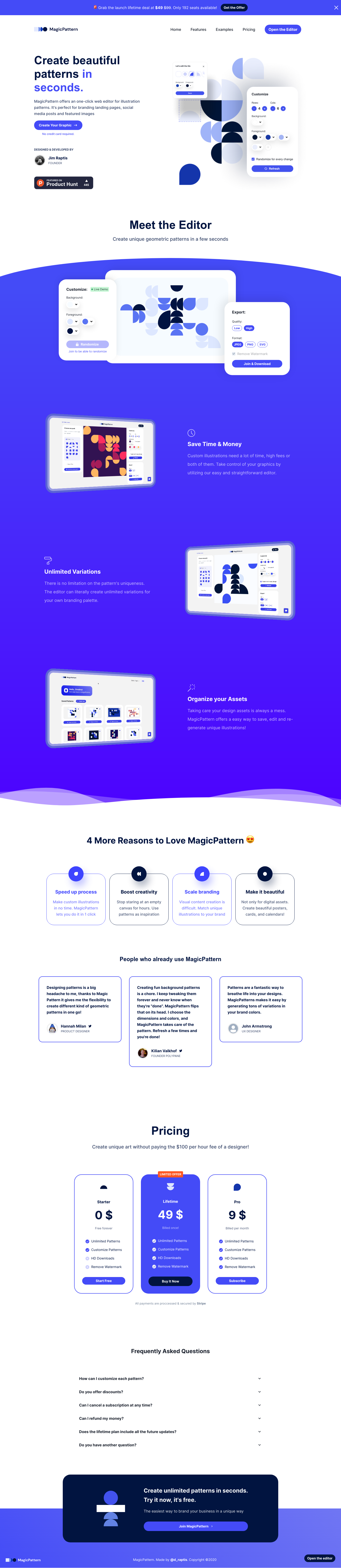 Magicpattern Landing Page screenshot