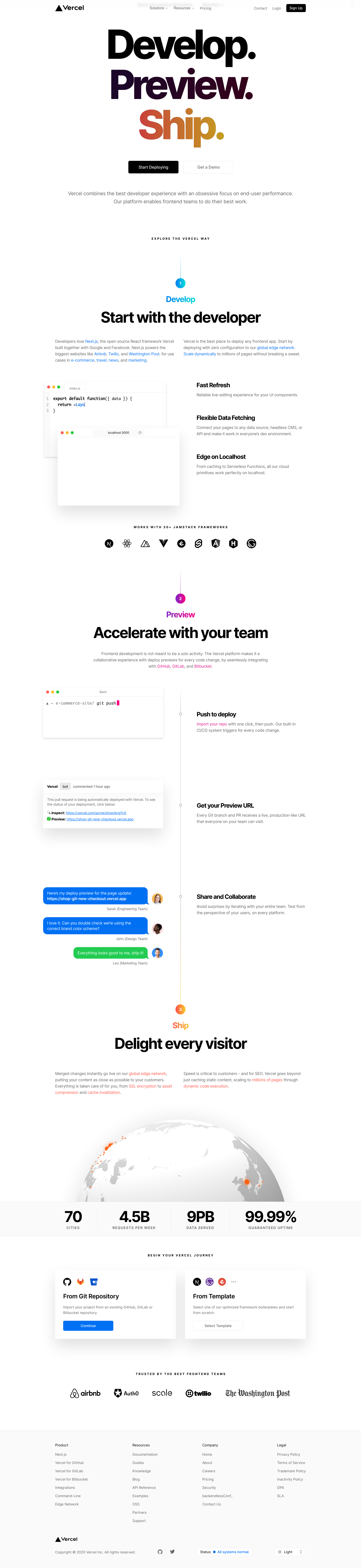 Vercel Landing Page screenshot