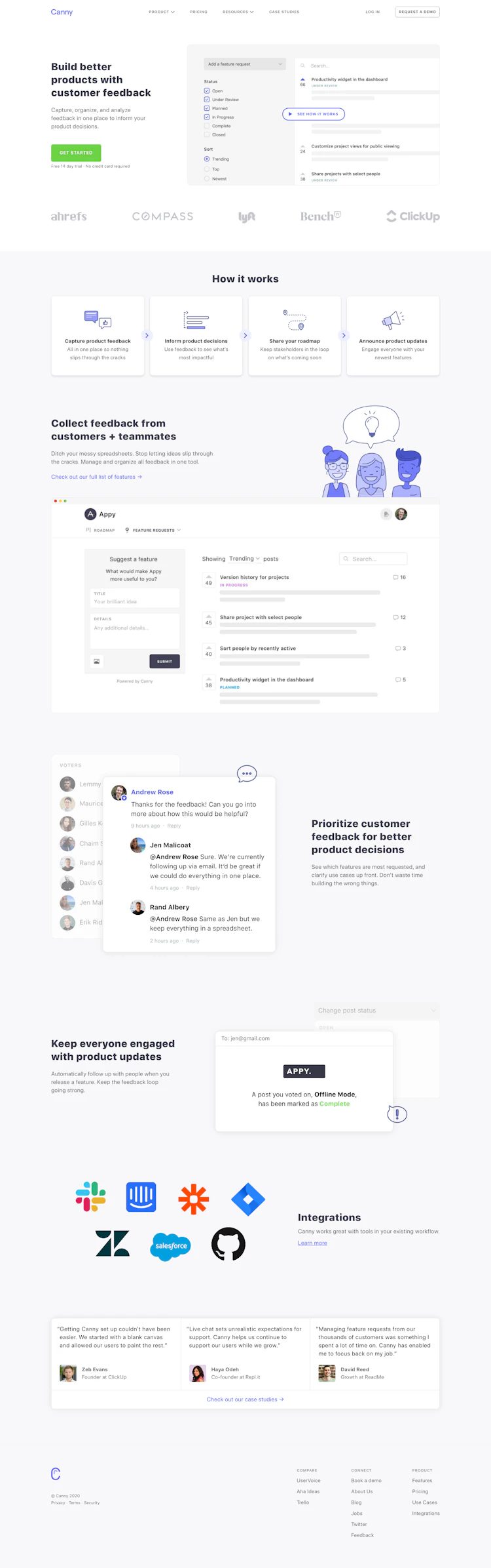 Canny Landing Page screenshot