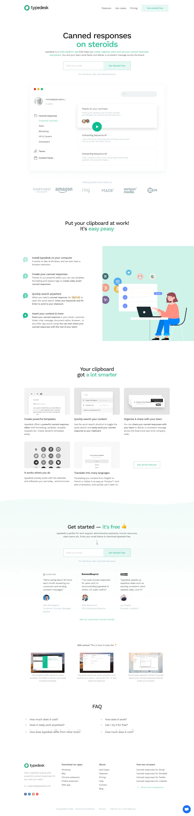 Typedesk Landing Page screenshot