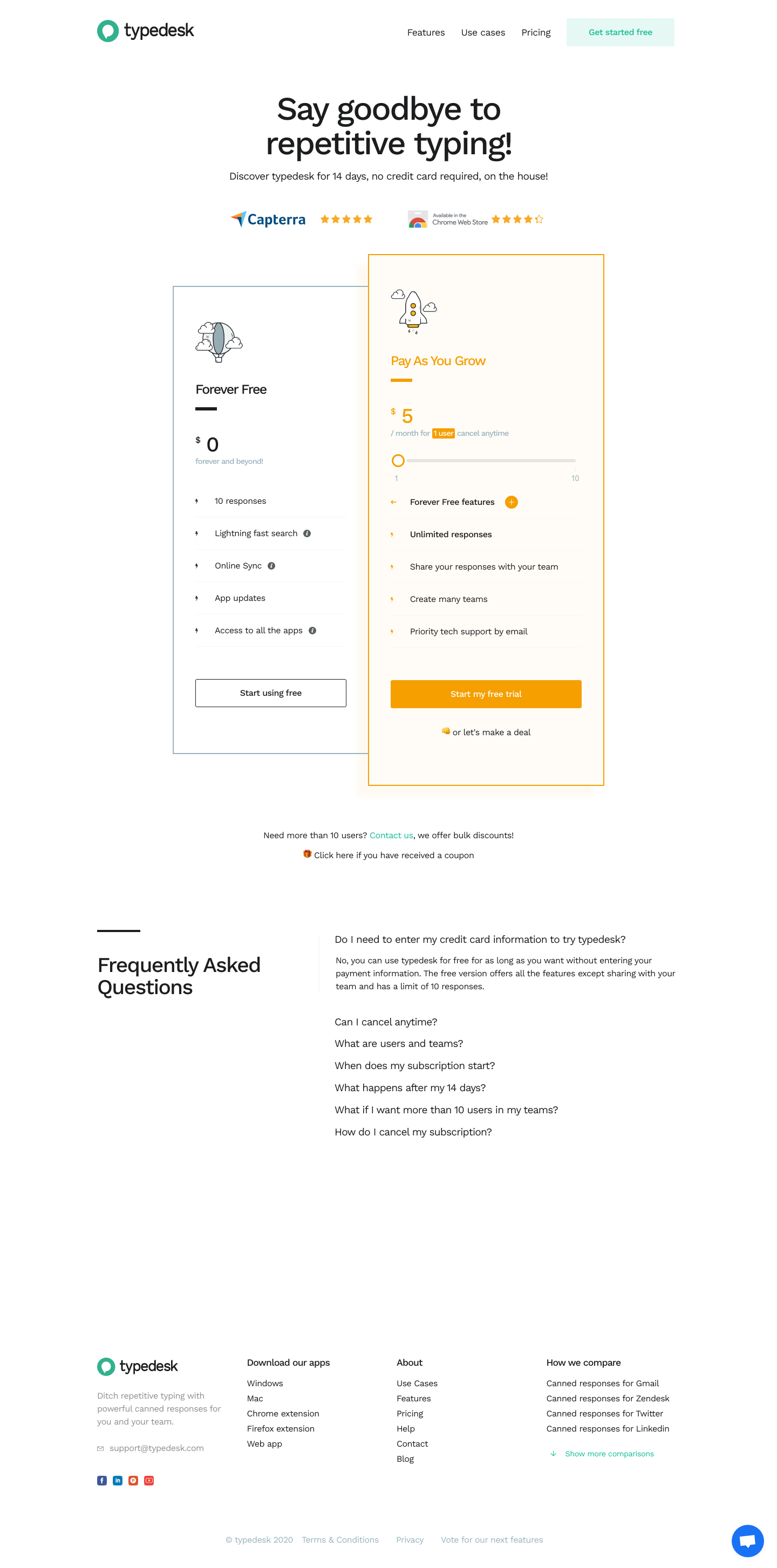 Typedesk Pricing screenshot