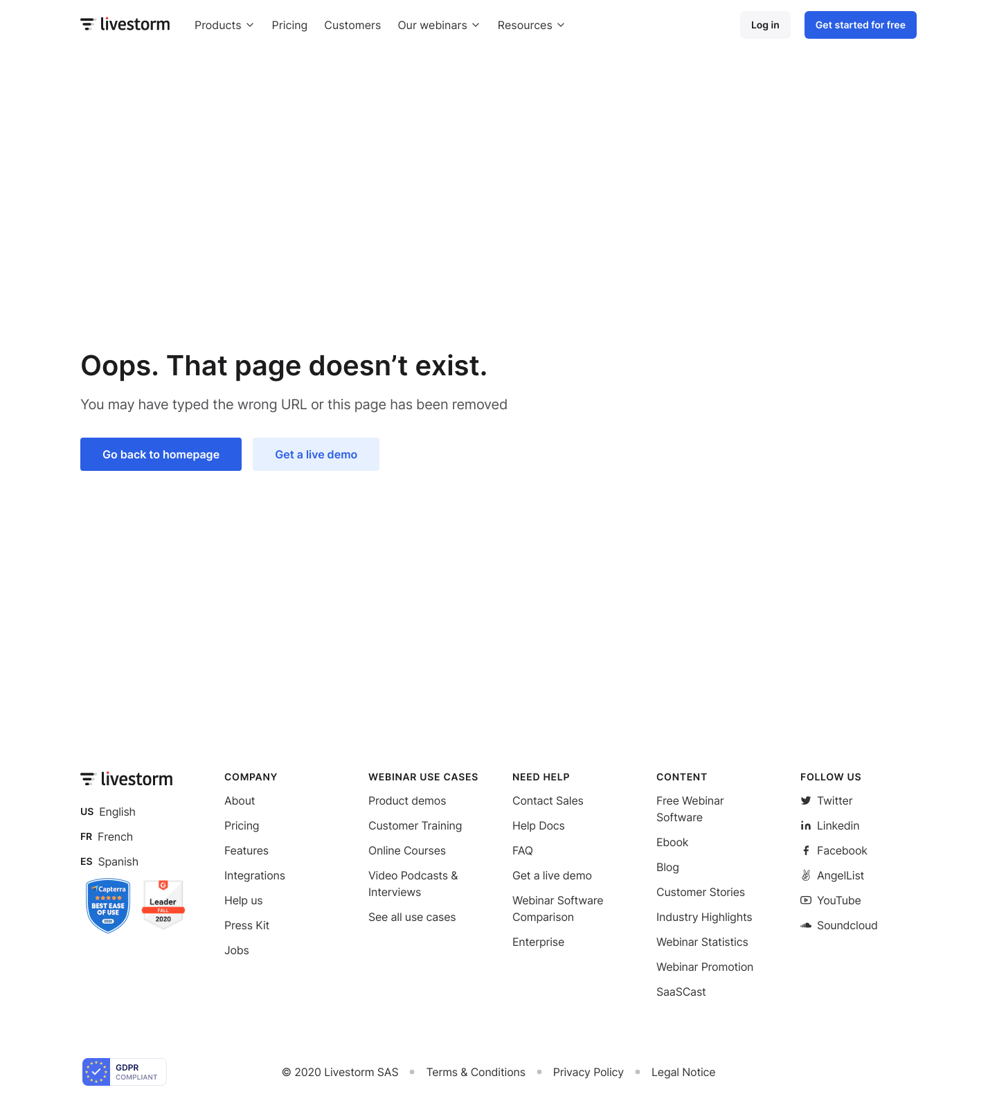 Livestorm Notfound screenshot