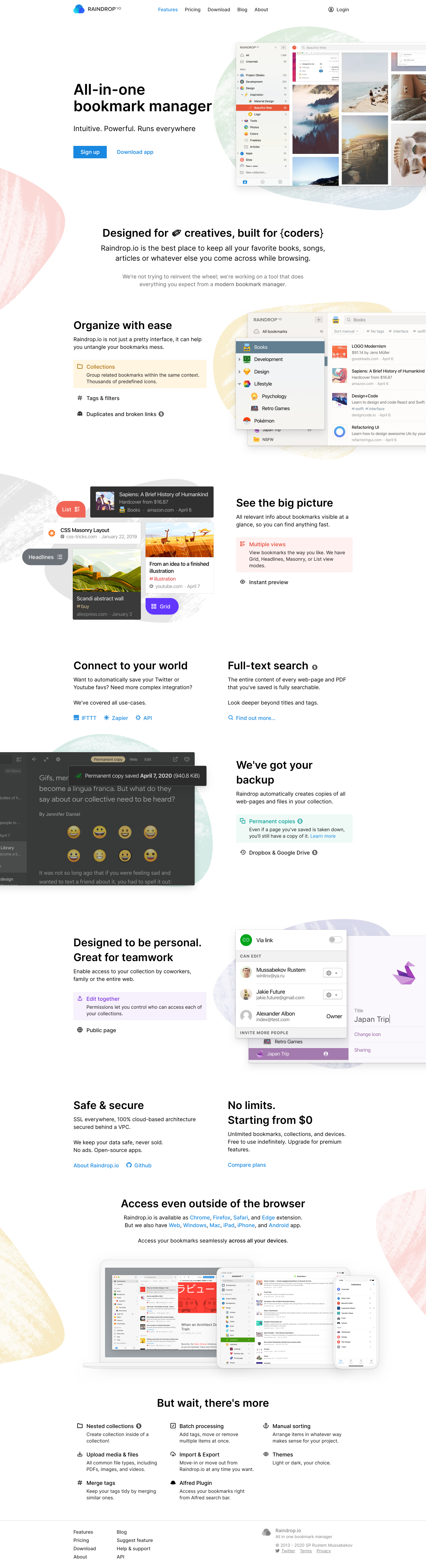 Raindrop Landing Page screenshot