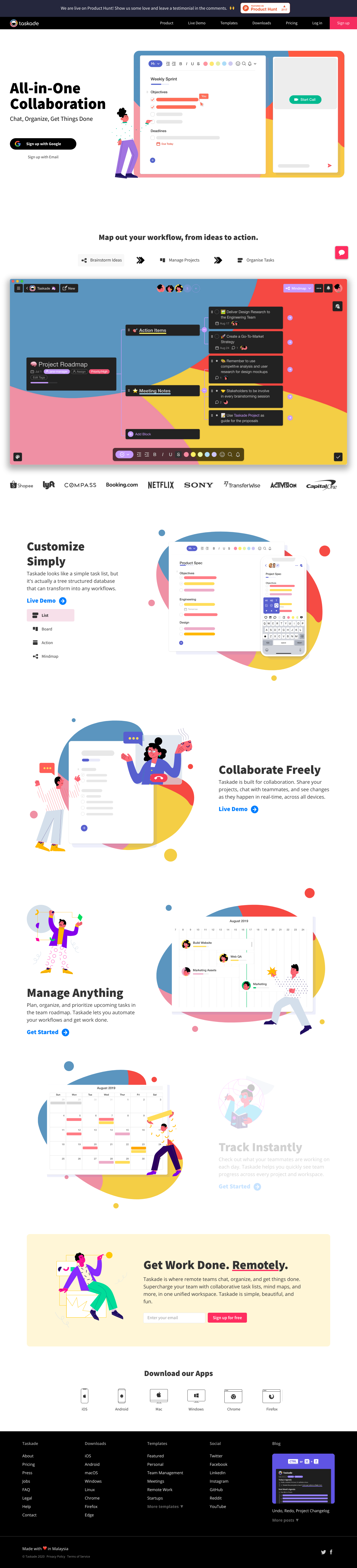 Taskade Landing Page screenshot