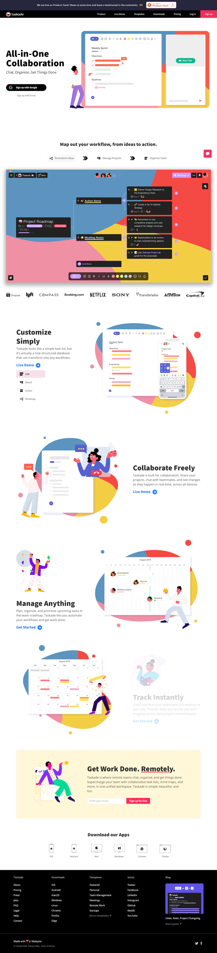 Taskade Landing Page screenshot