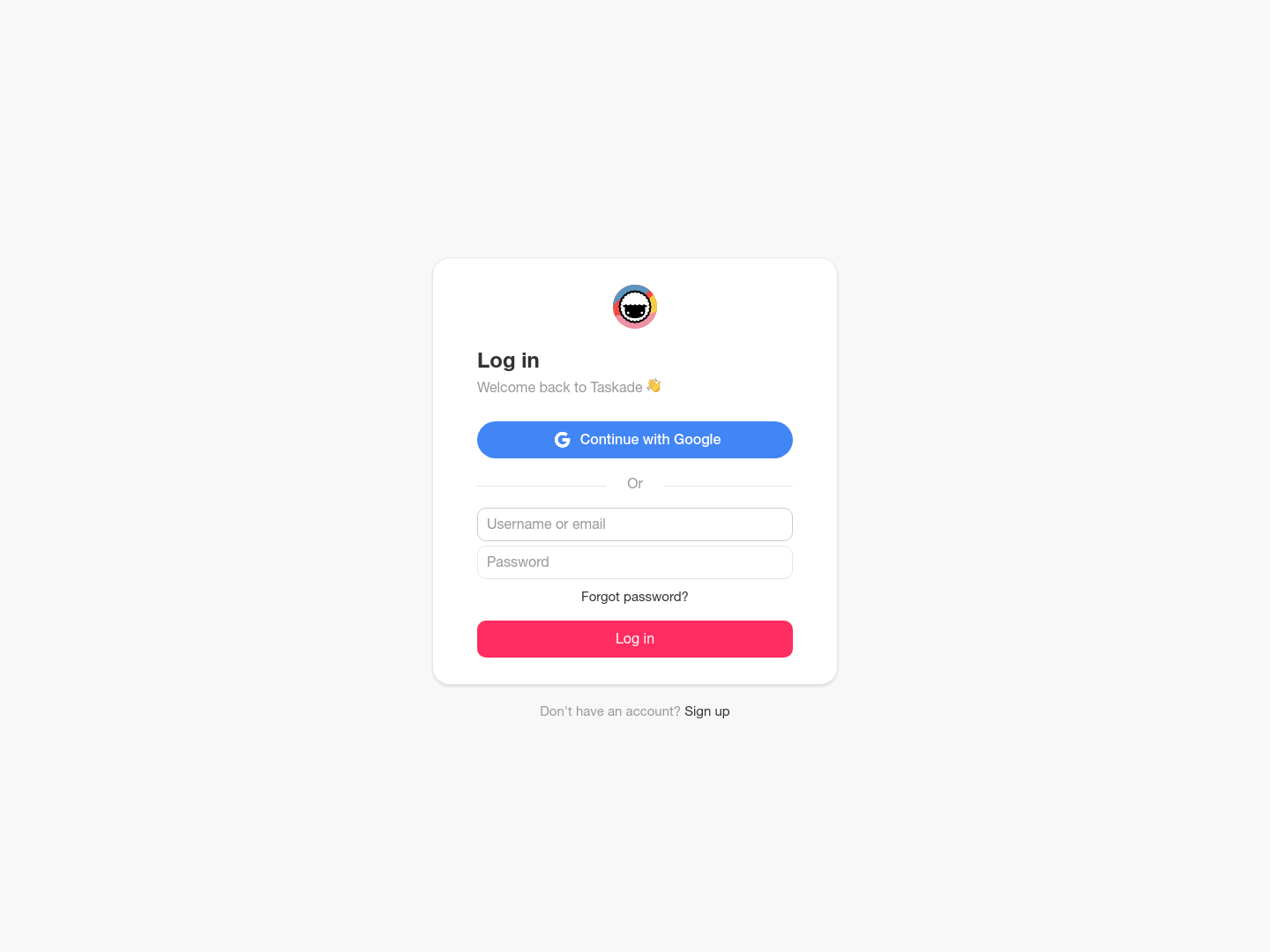 Taskade Login screenshot