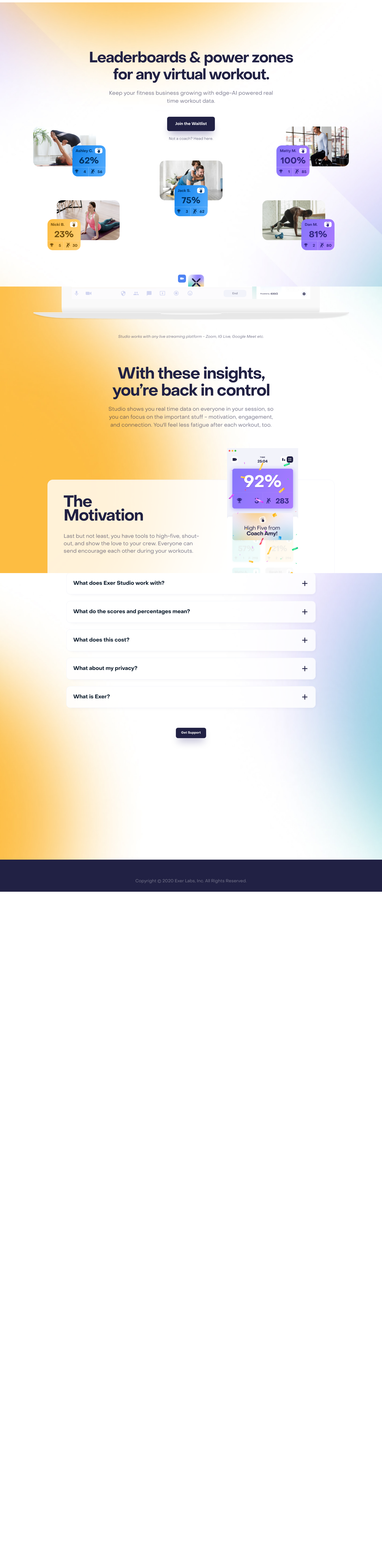 Exer Landing Page screenshot