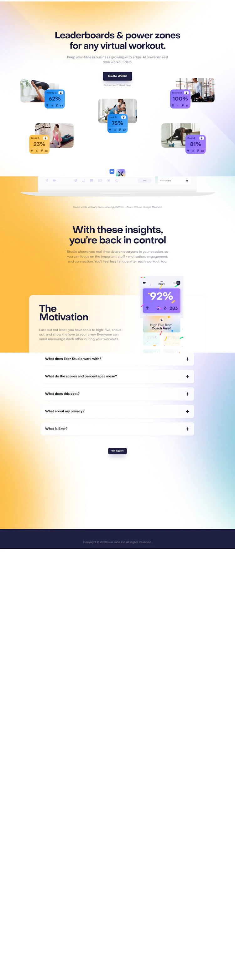 Exer Landing Page screenshot