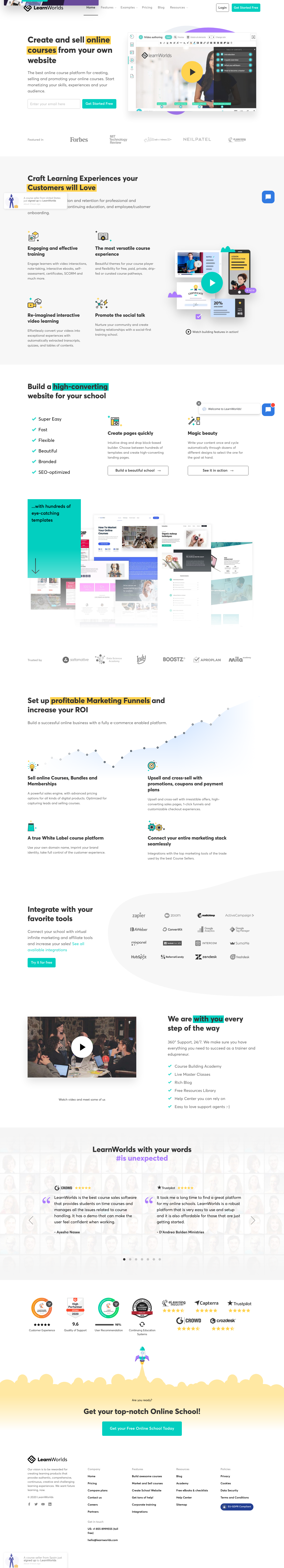 LearnWorlds Landing Page screenshot