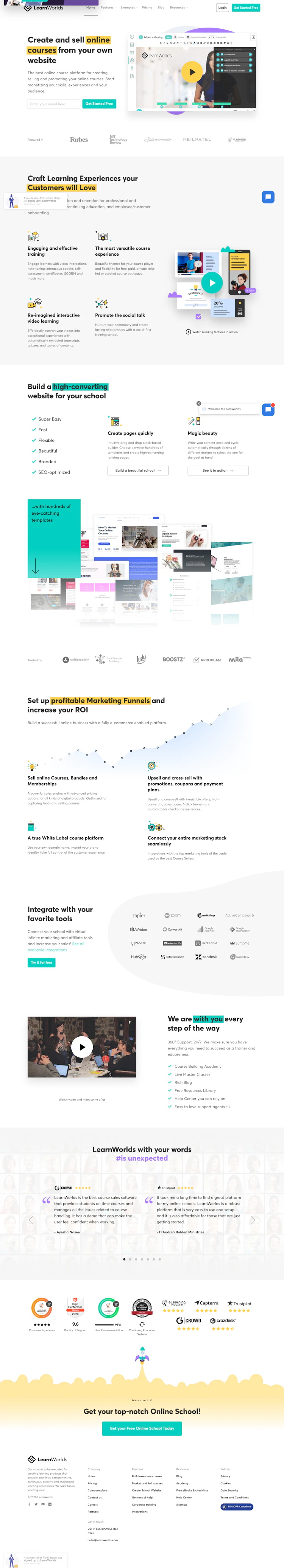 LearnWorlds Landing Page screenshot