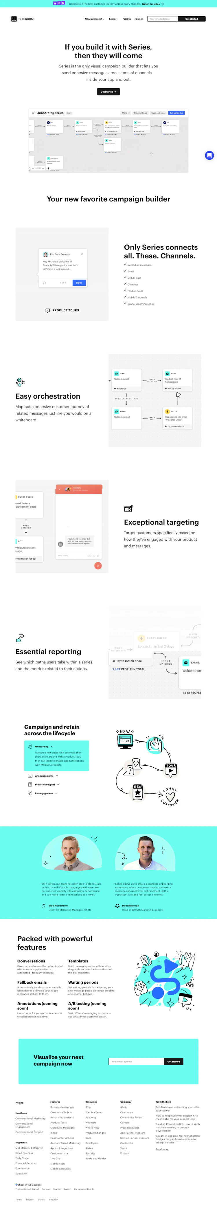 Intercom Landing Page screenshot