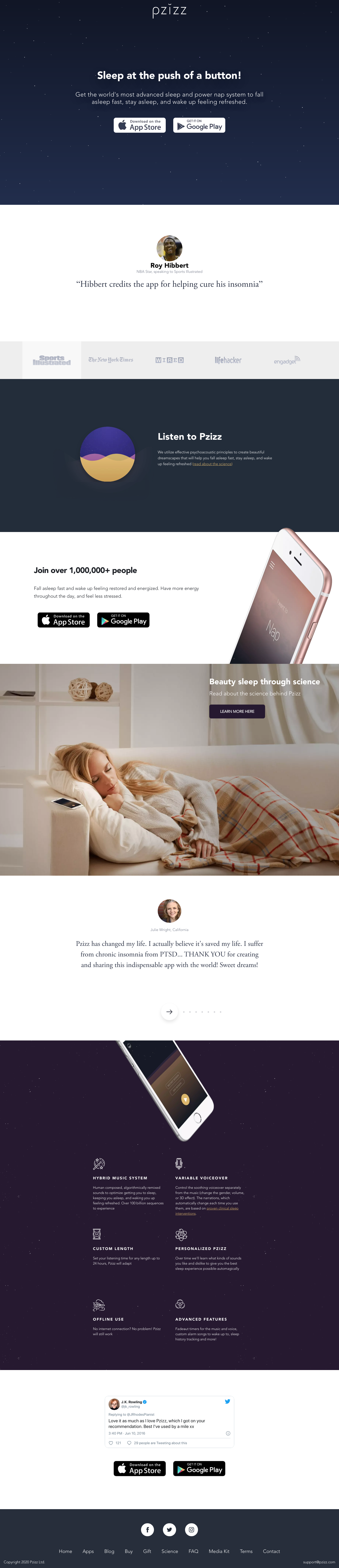 Pzizz Landing Page screenshot