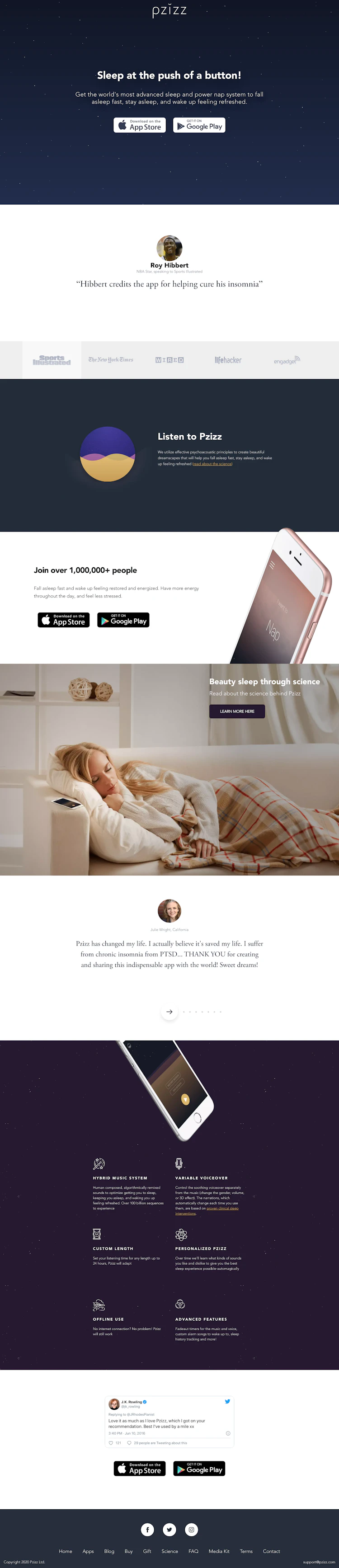 Pzizz Landing Page screenshot
