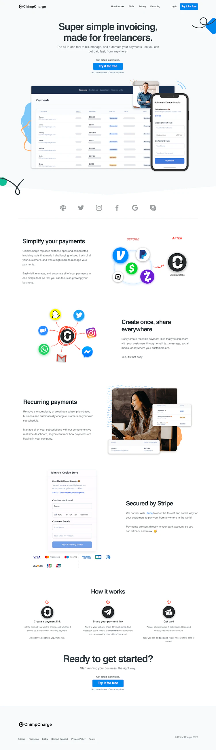 ChimpCharge Landing Page screenshot