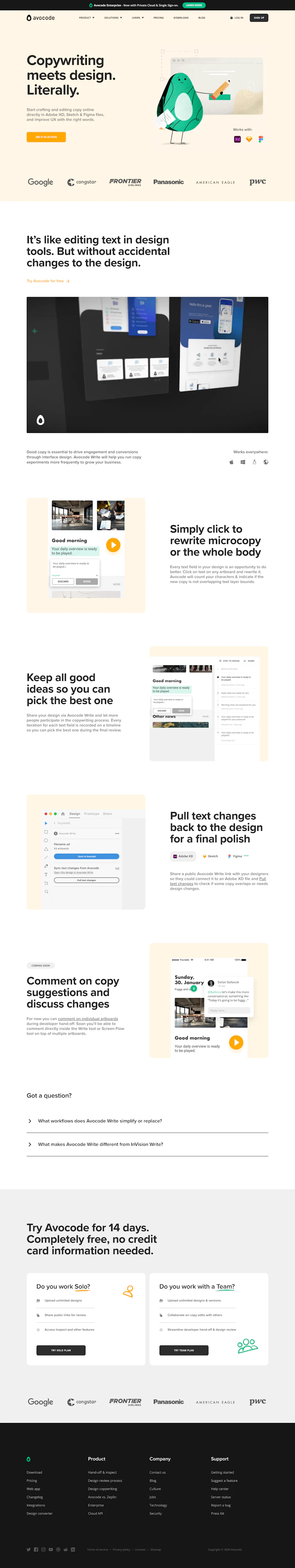 Avocode Landing Page screenshot