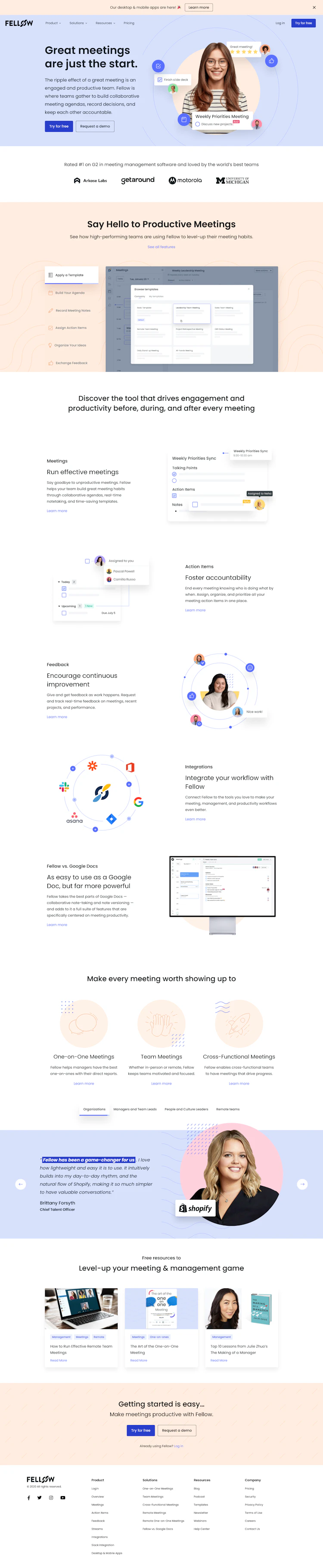 Fellow Landing Page screenshot