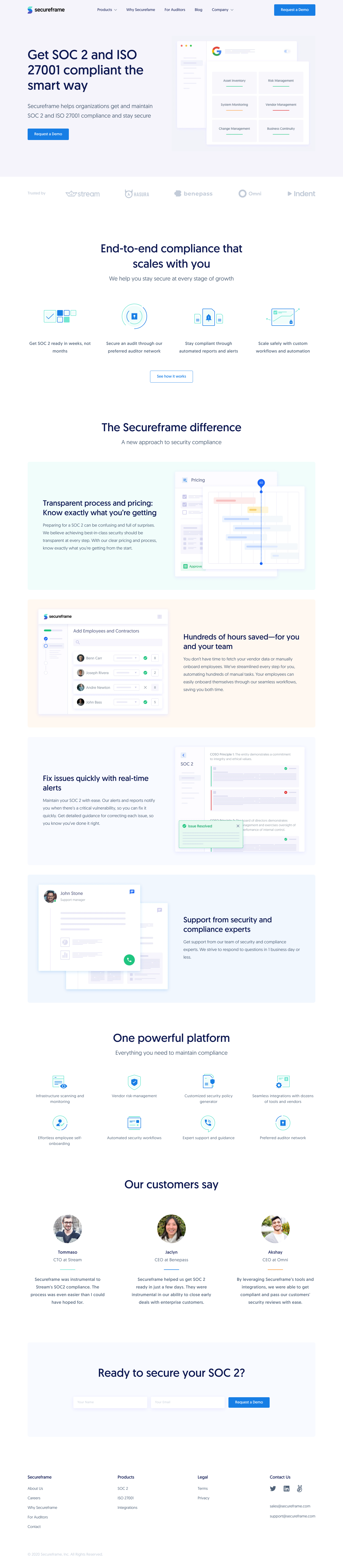 Secureframe Landing Page screenshot