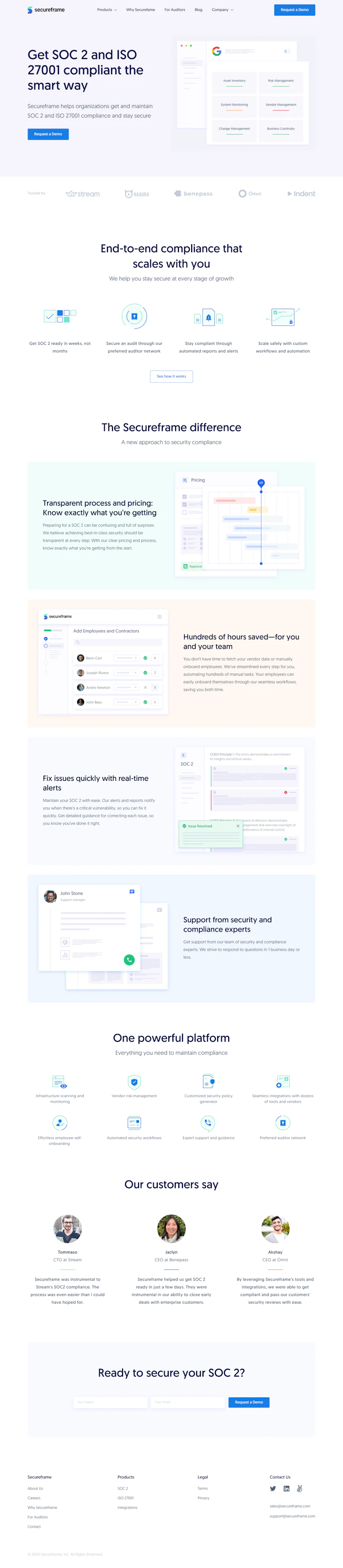 Secureframe Landing Page screenshot