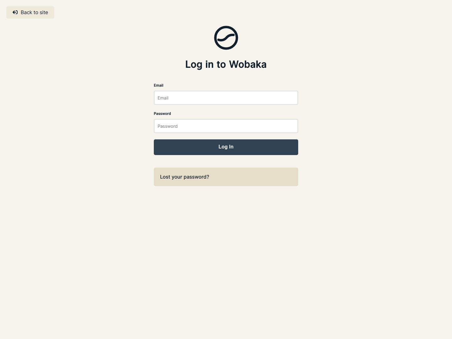 Wobaka Login screenshot