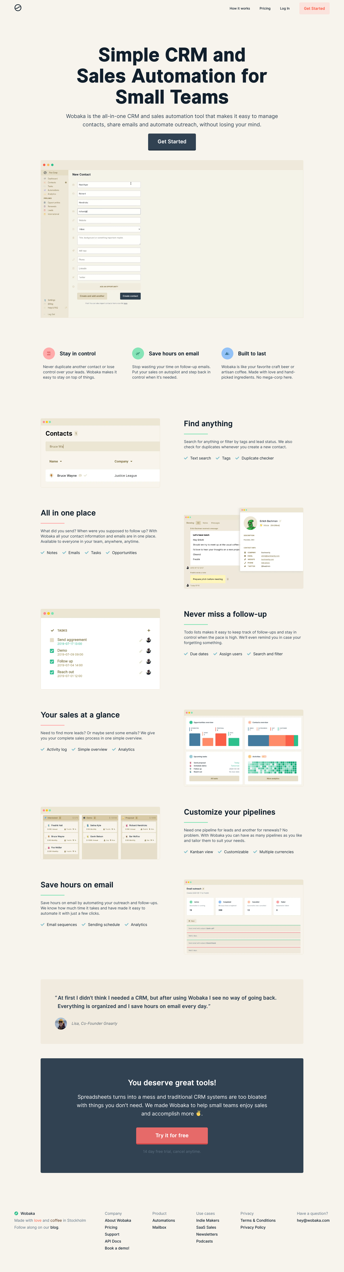 Wobaka Landing Page screenshot