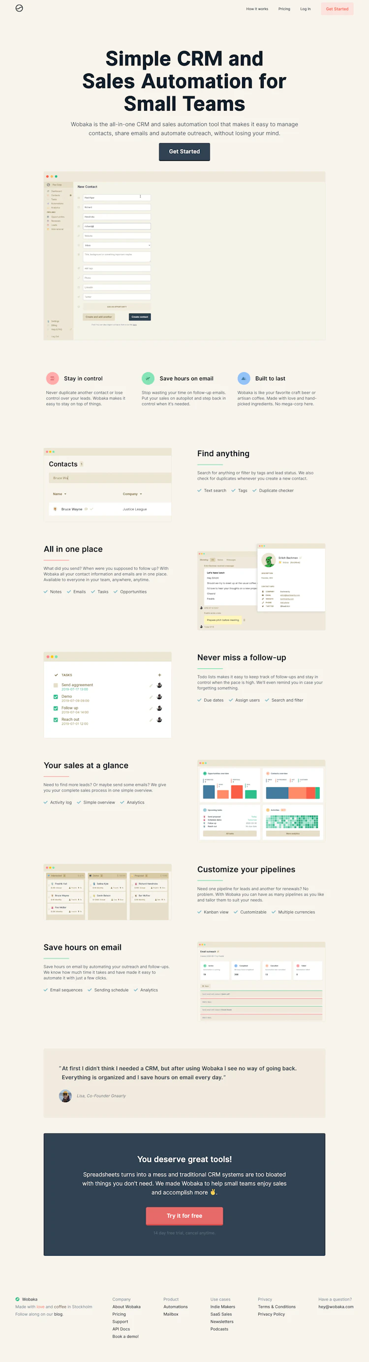 Wobaka Landing Page screenshot